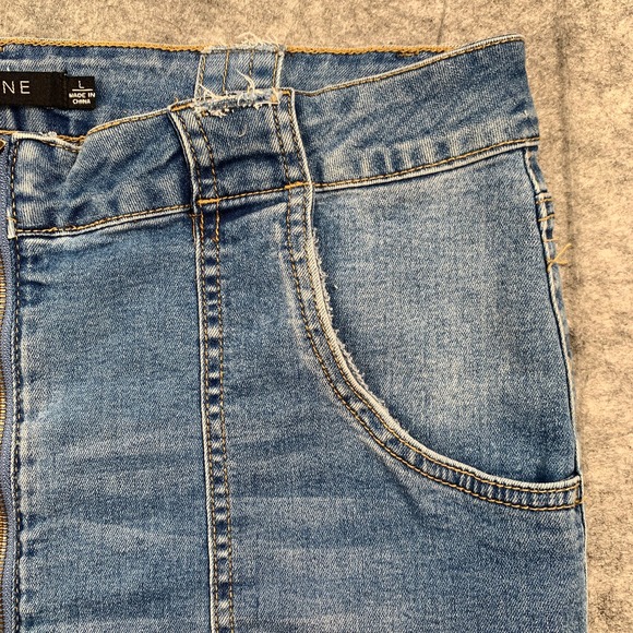 One 5 One Jean Skirt Womens Large Stretch Gold Zip‎ Front - Picture 2 of 8